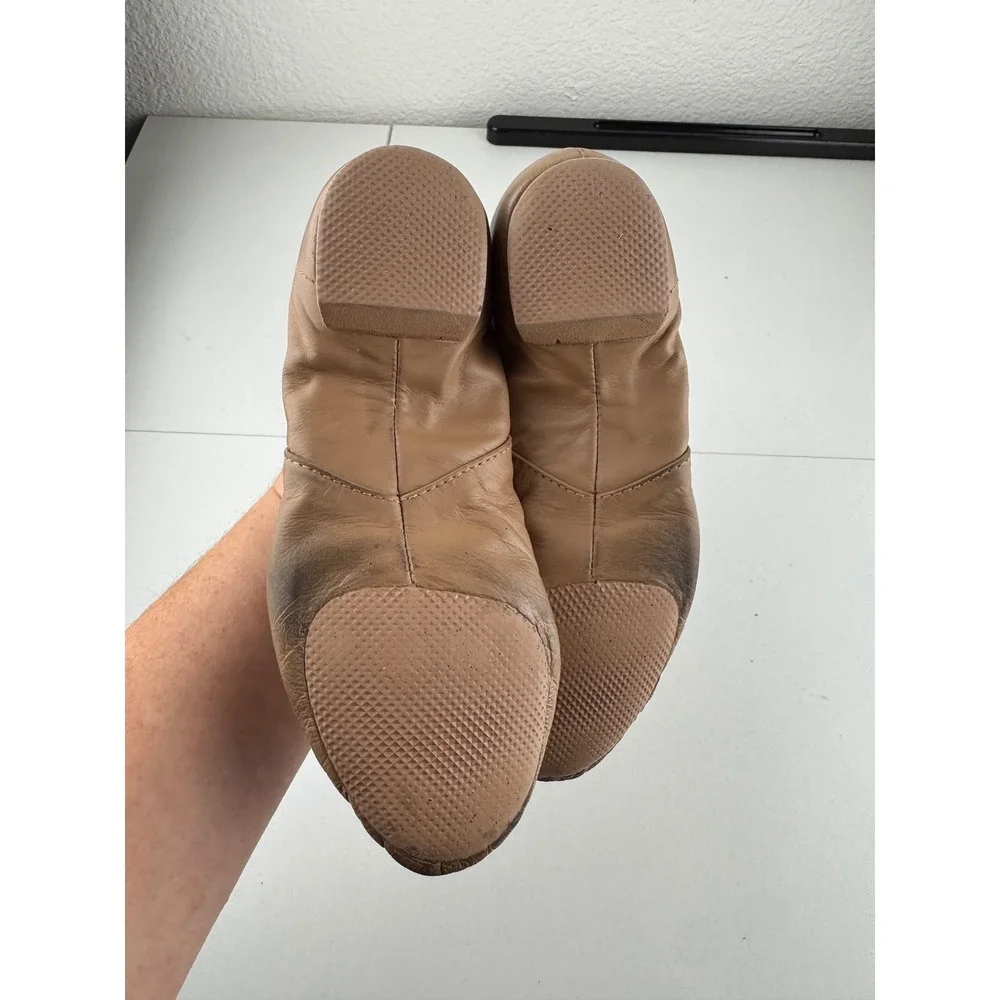 Kids Tan Leather Jazz Dance Shoes Split Sole‎ Slip On Size 13